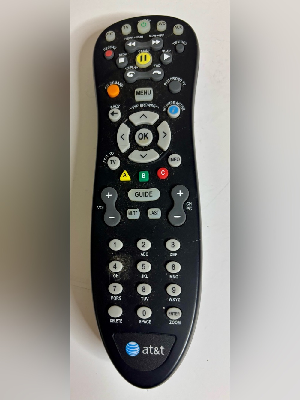 AT&T Black Media universal Remote with Colored Shortcut Buttons